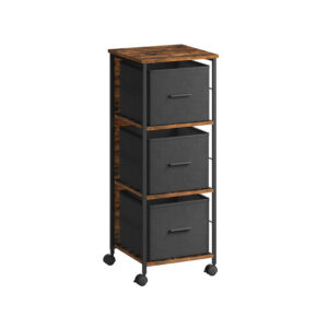 VASAGLE filing cabinet with 3 drawers vintage brown-ink black