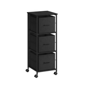 VASAGLE filing cabinet with 3 drawers, ebony black and ink black