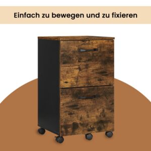 VASAGLE rolling container with 2 drawers, filing cabinet, with casters