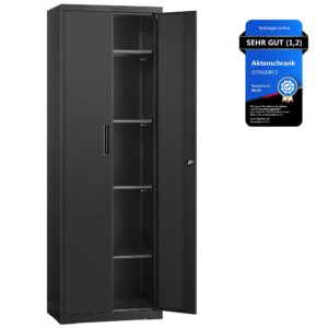 SONGMICS arkivskab med 5 hylder 40 x 60 x 180 cm Mat sort