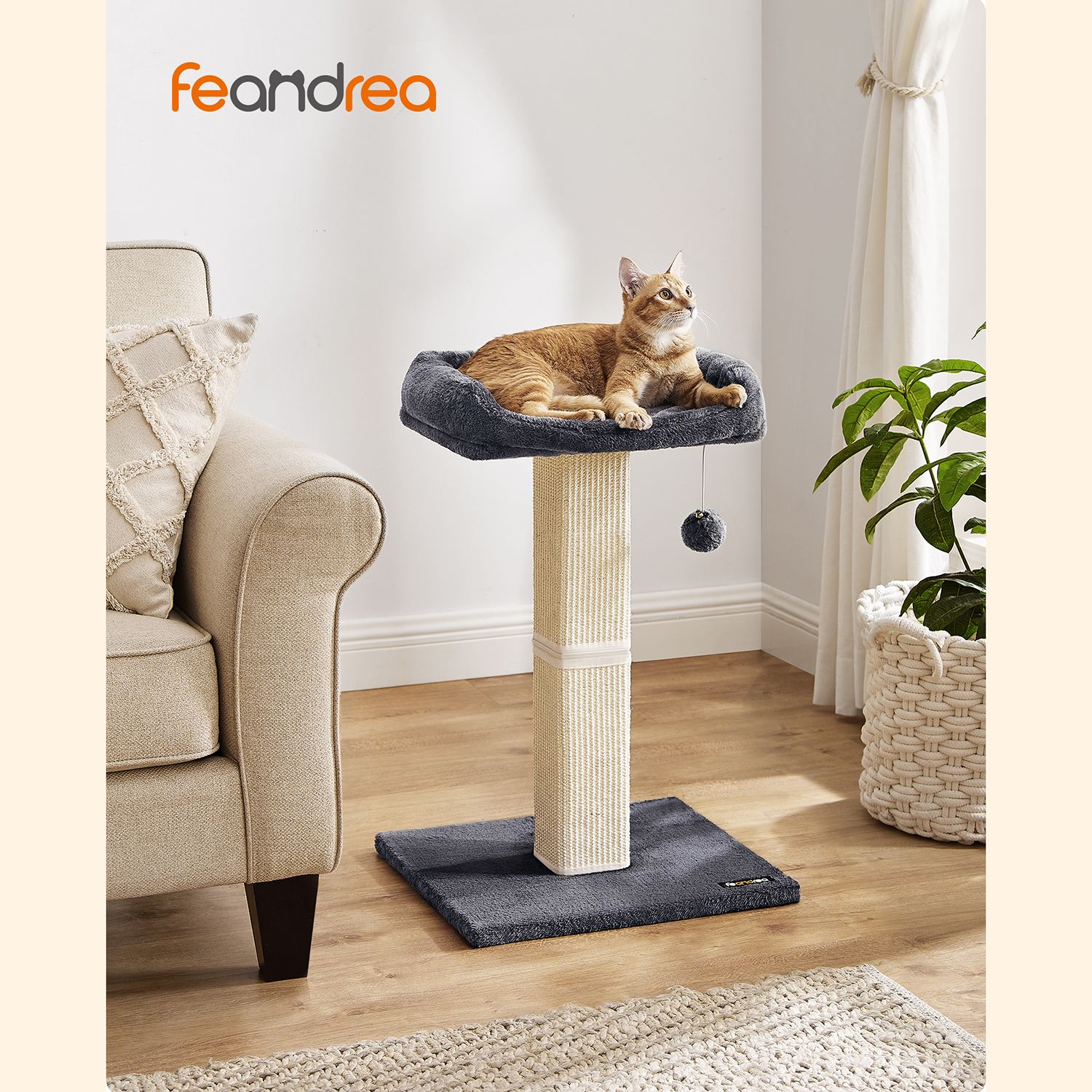 Feandrea kissanraapimispuu 71 cm, jossa taso - Image 2