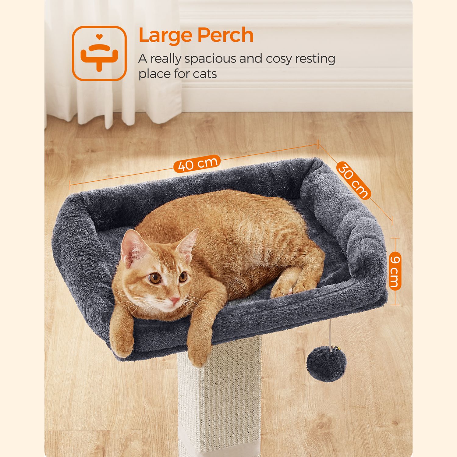 Feandrea kissanraapimispuu 71 cm, jossa taso - Image 3