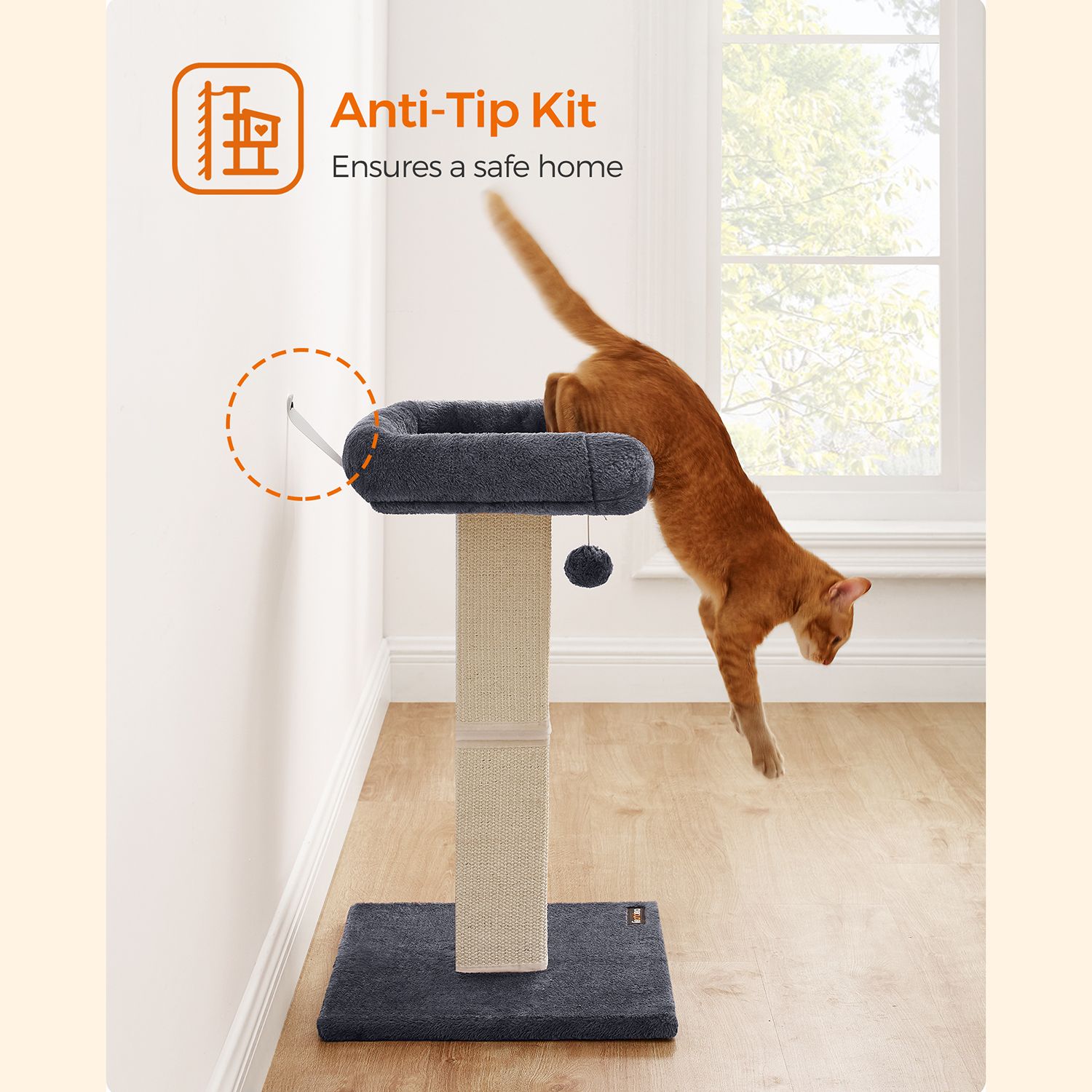 Feandrea kissanraapimispuu 71 cm, jossa taso - Image 9