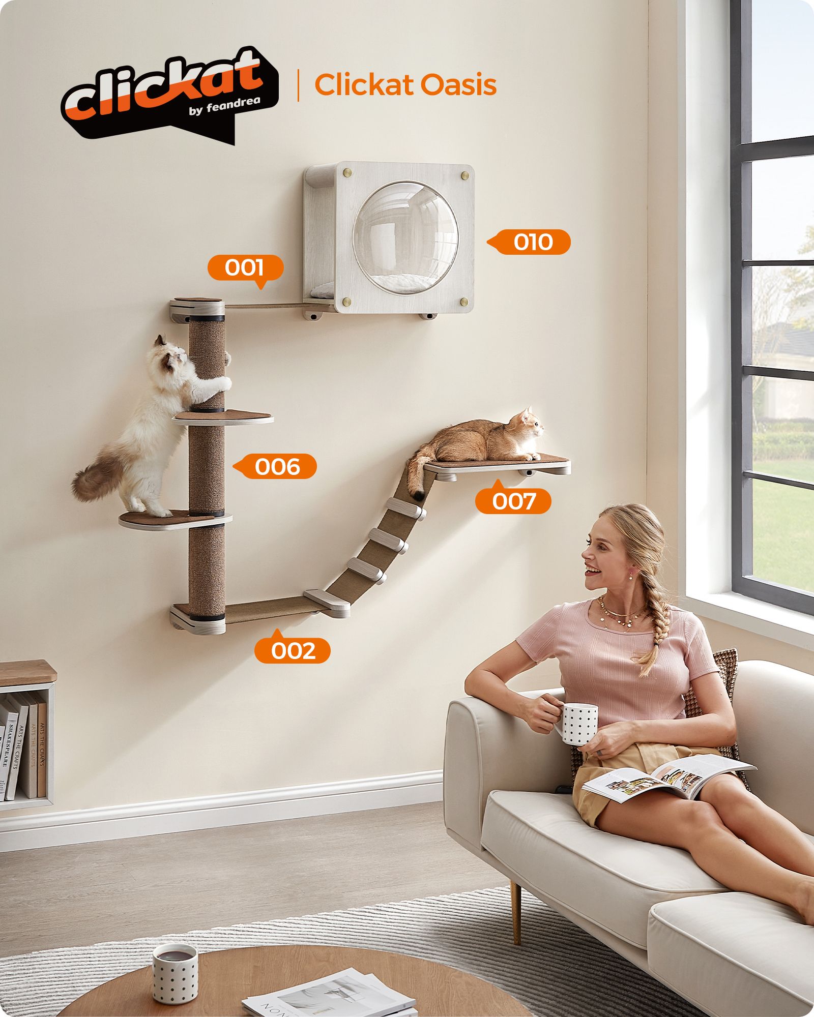 Clickat Oasis – kattmöbler klättervägg 5-pack - Bild 2