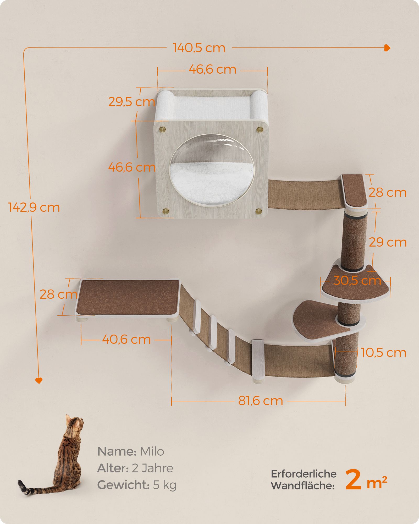 Clickat Oasis – kattmöbler klättervägg 5-pack - Bild 6