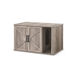 Feandrea Cat House with Double Door and Handles, mottled greige