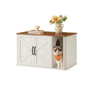 Feandrea cat house with front entrance 85 x 48.5 x 50 cm honey brown-vintage white