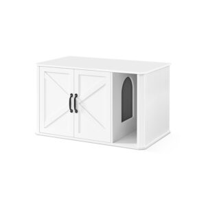 Feandrea Cat House with Double Door and Handles, Cloud White