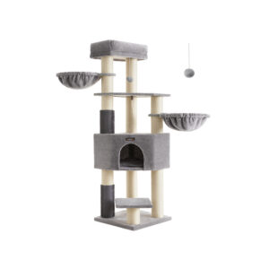 Feandrea Kratzbaum med selvopvarmende t?pper, duvegr?-cremehvid