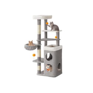 Feandrea Flervåningsklätterträd med grottor och plattformar för katter