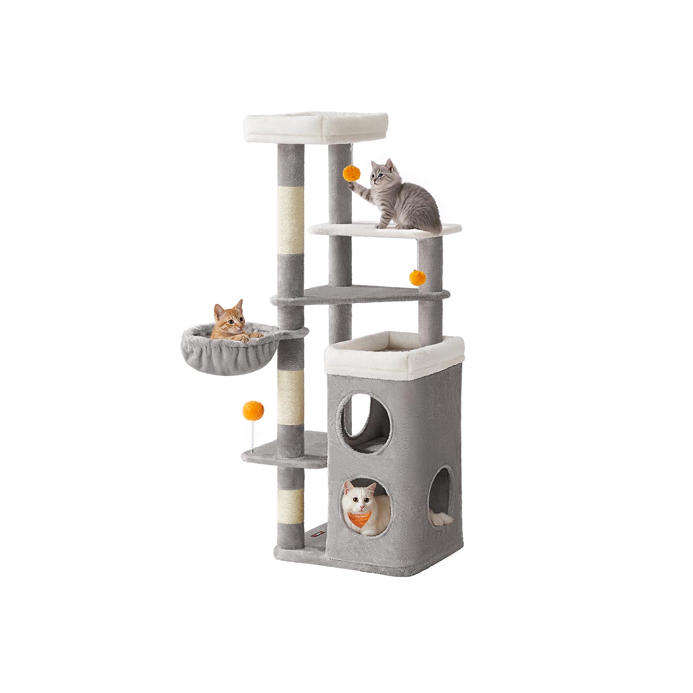Feandrea Flervåningsklätterträd med grottor och plattformar för katter