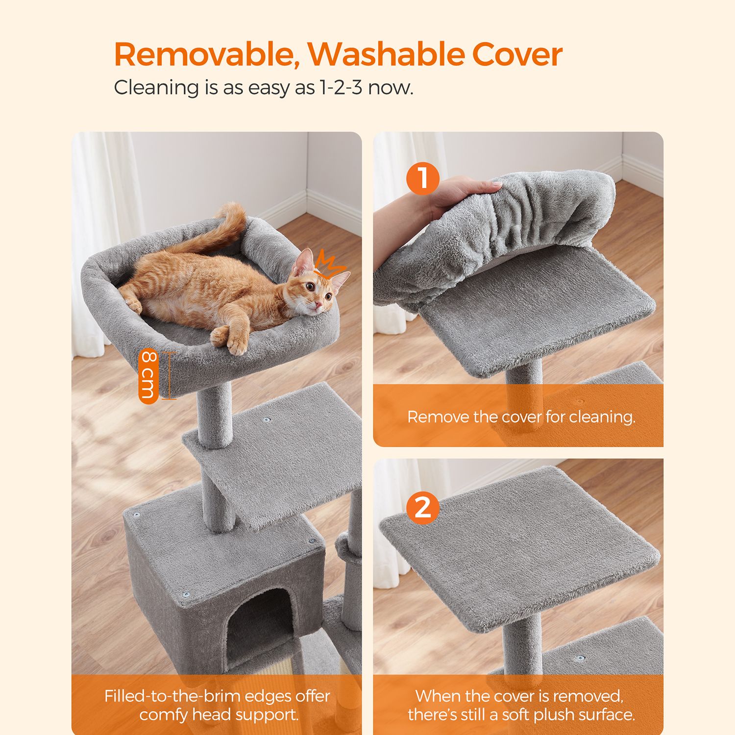 Feandrea Cat Scratching Post 135 cm with Cave - Image 6