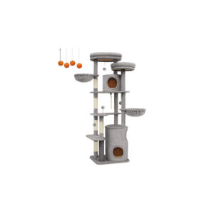 Feandrea Kratzbaum suuri 196 cm korkea, suuret tasot, vaaleanharmaa