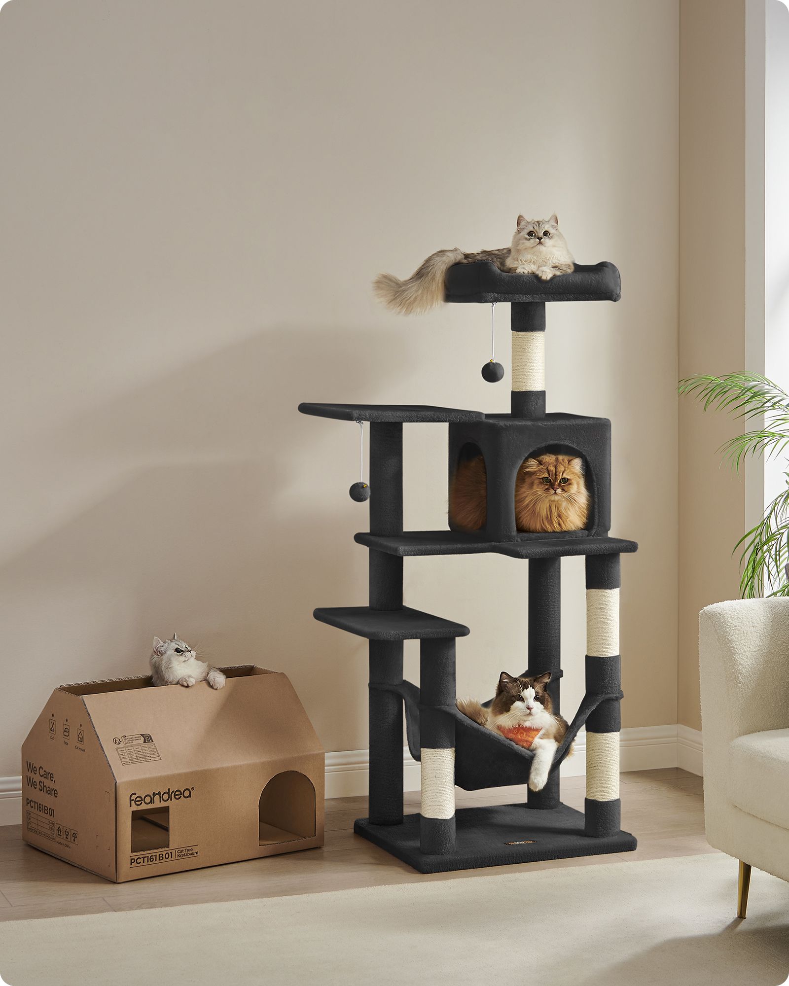 Feandrea kradsetr? 143 cm h?jt med 4 kradses?jler, bl?ksort - Billede 2