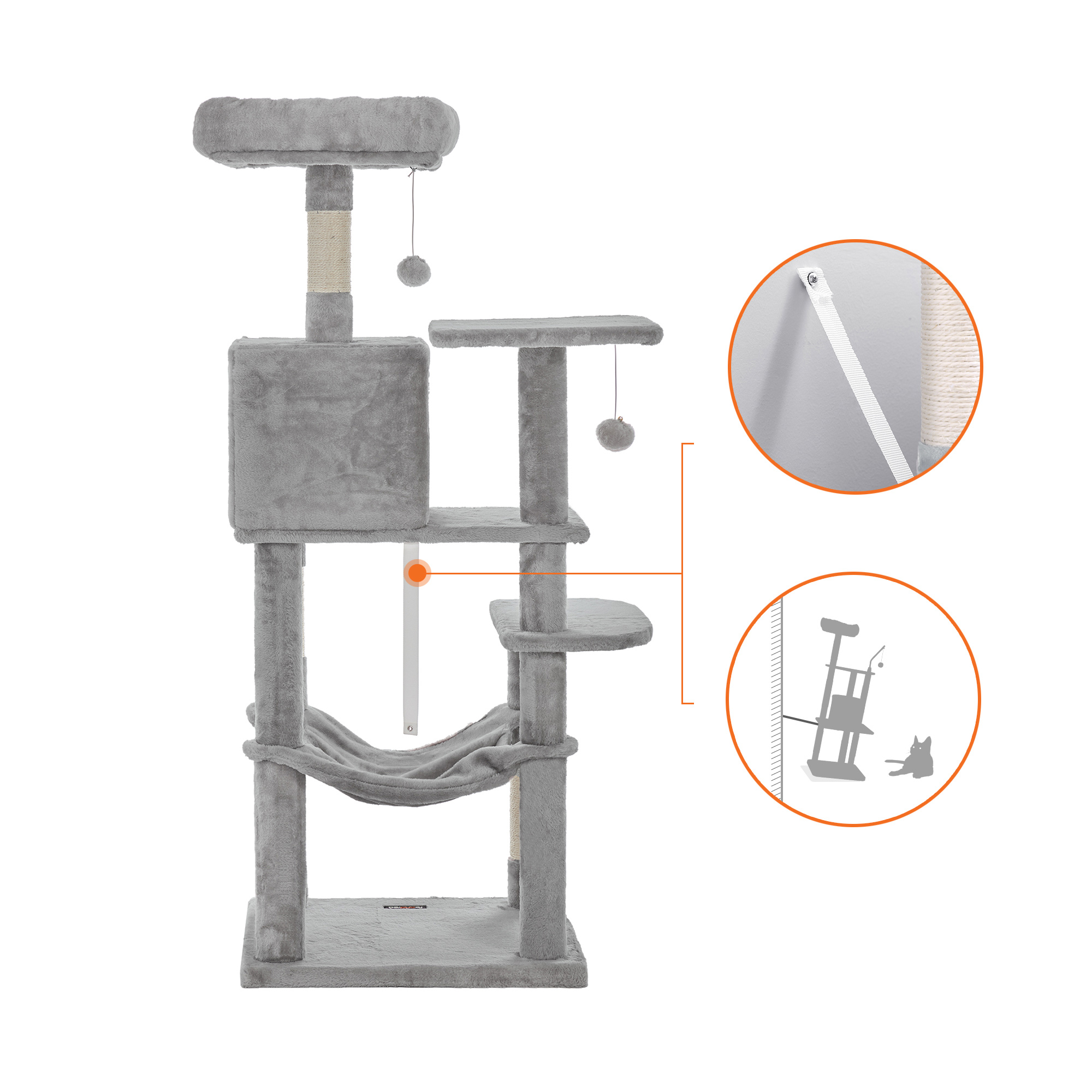 Feandrea kissapuu riippumatolla, vaaleanharmaa - Image 7