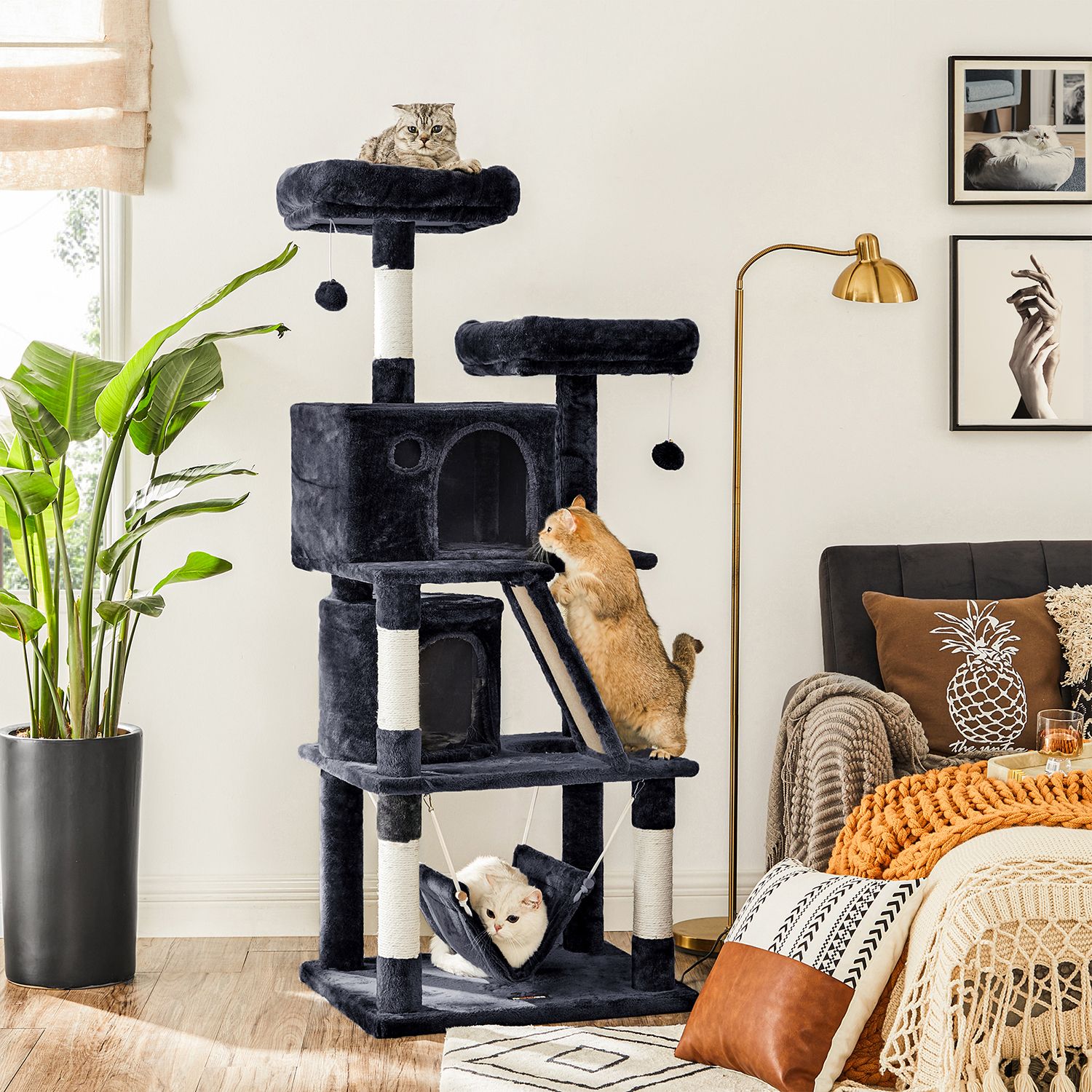 Feandrea 155 cm scratching post with caves - Image 3