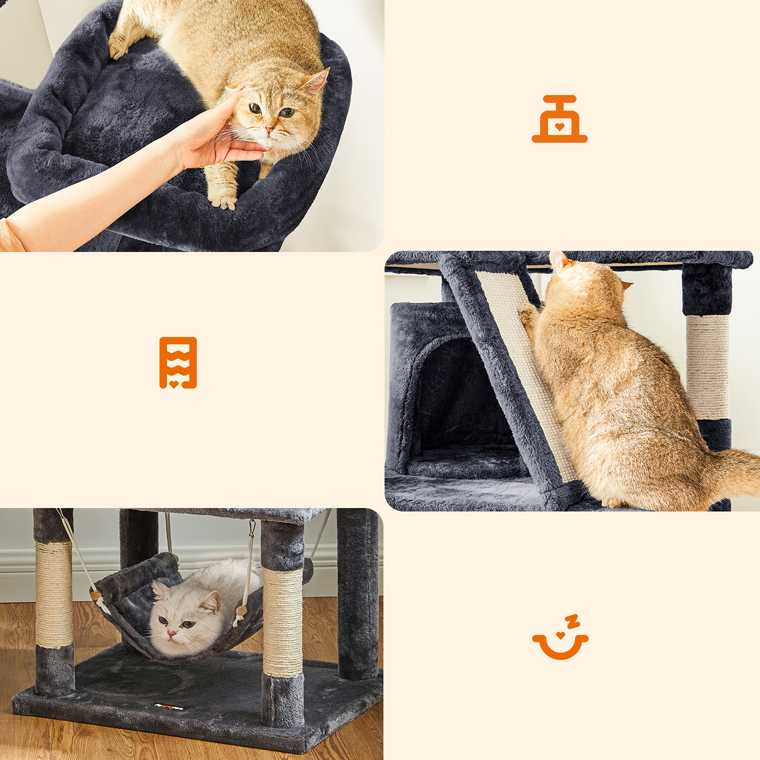 Feandrea 155 cm scratching post with caves - Image 4