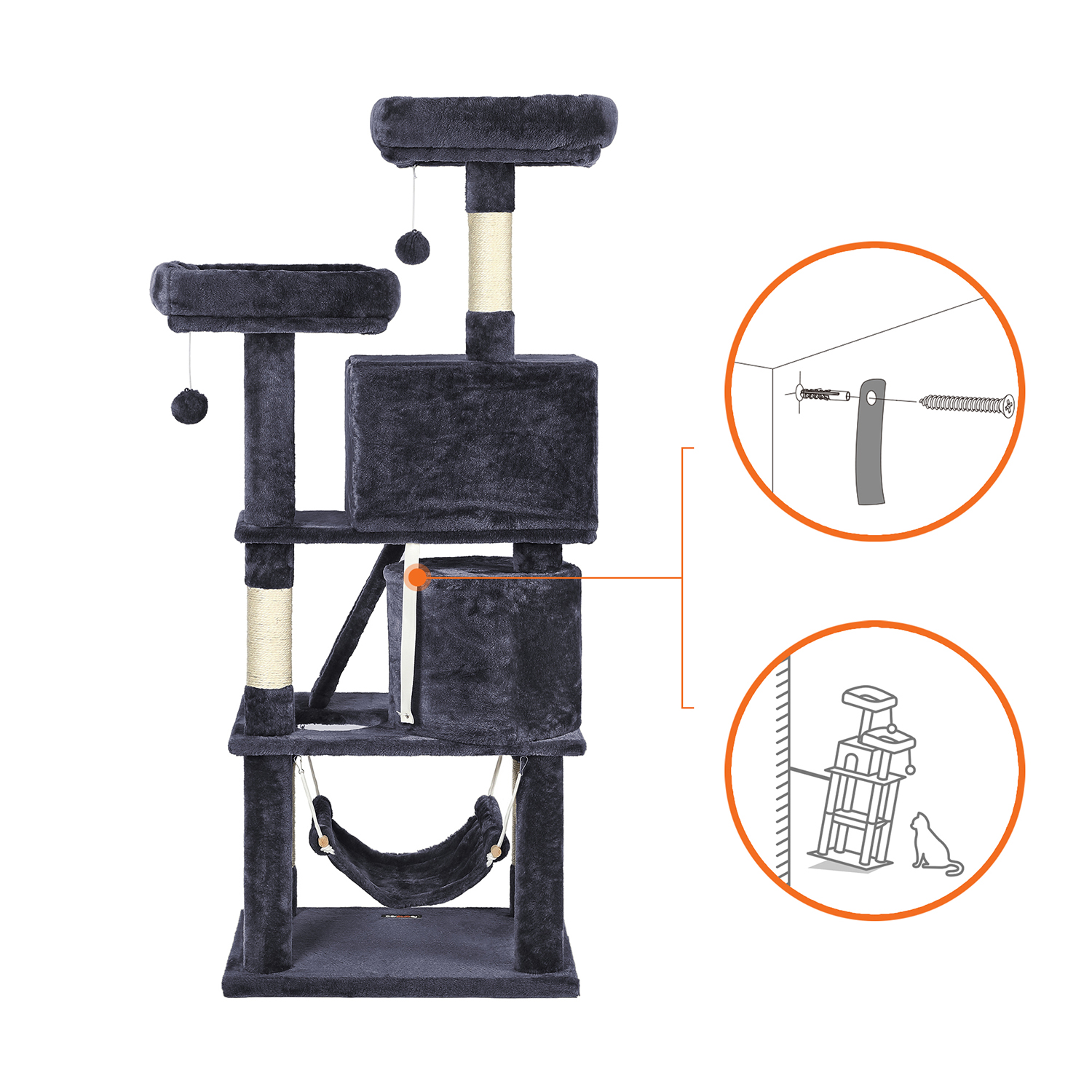 Feandrea 155 cm scratching post with caves - Image 7