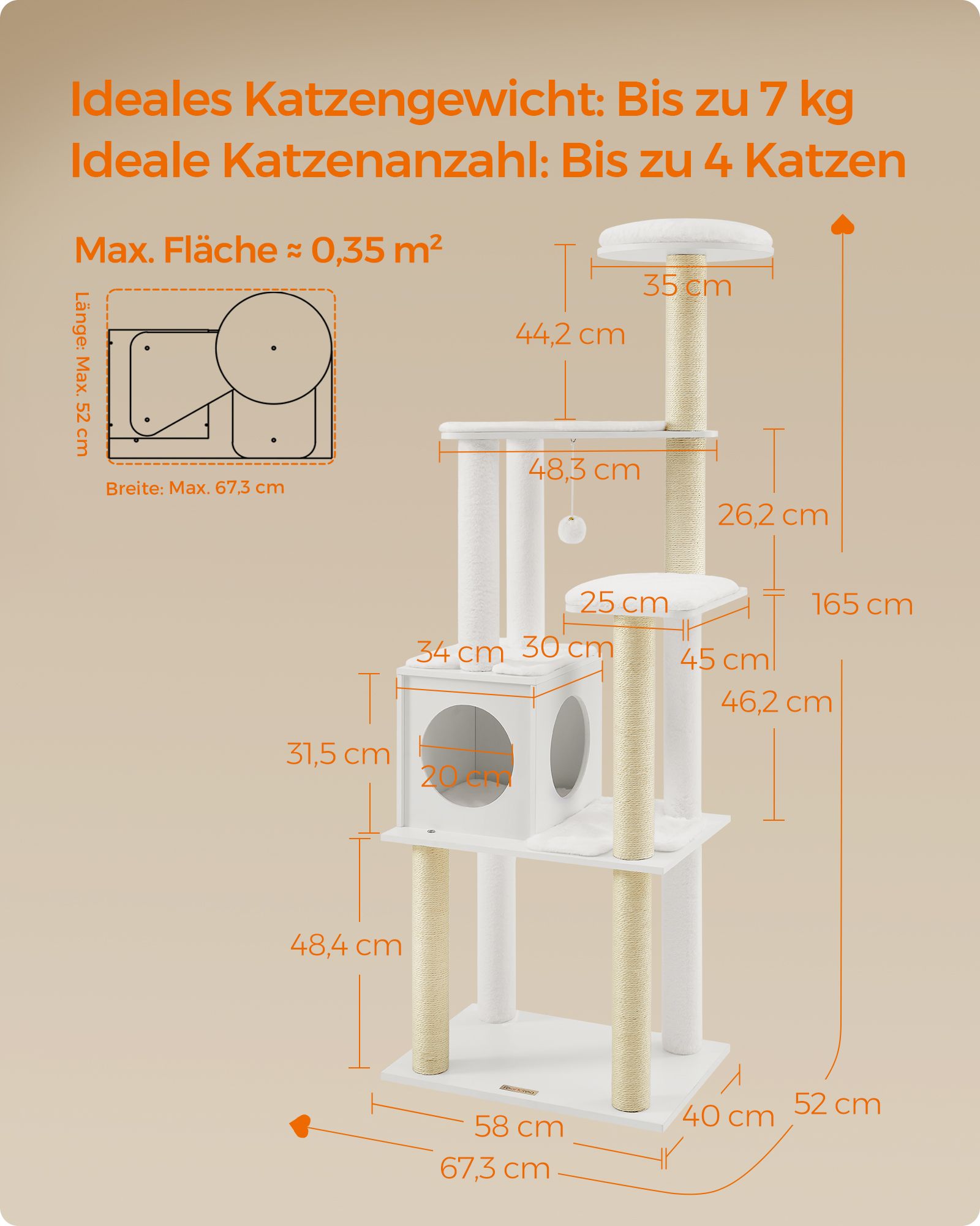 Feandrea kradsetr? 165 cm med kradses?jler, skyhvid - Billede 5