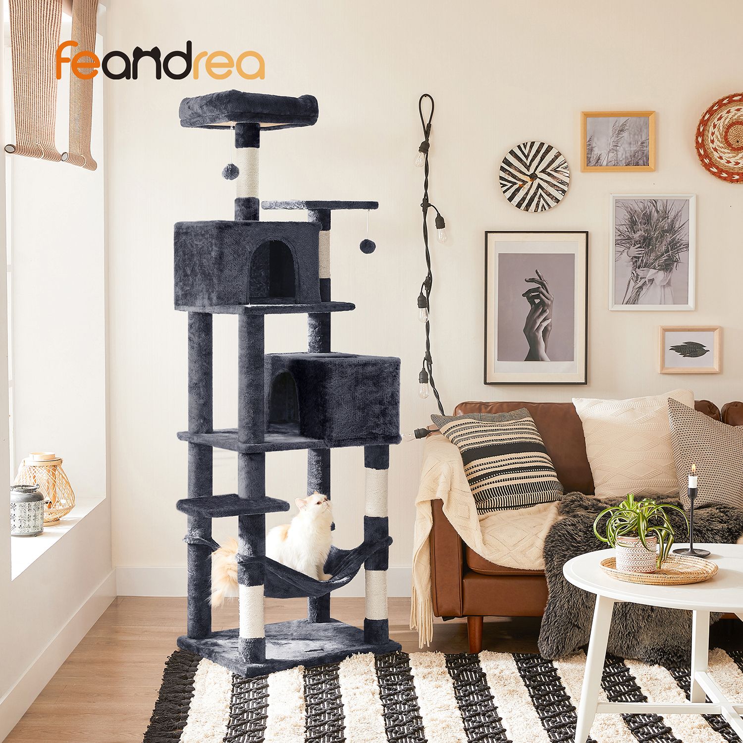 Feandrea 191 cm scratching post with caves - Image 2