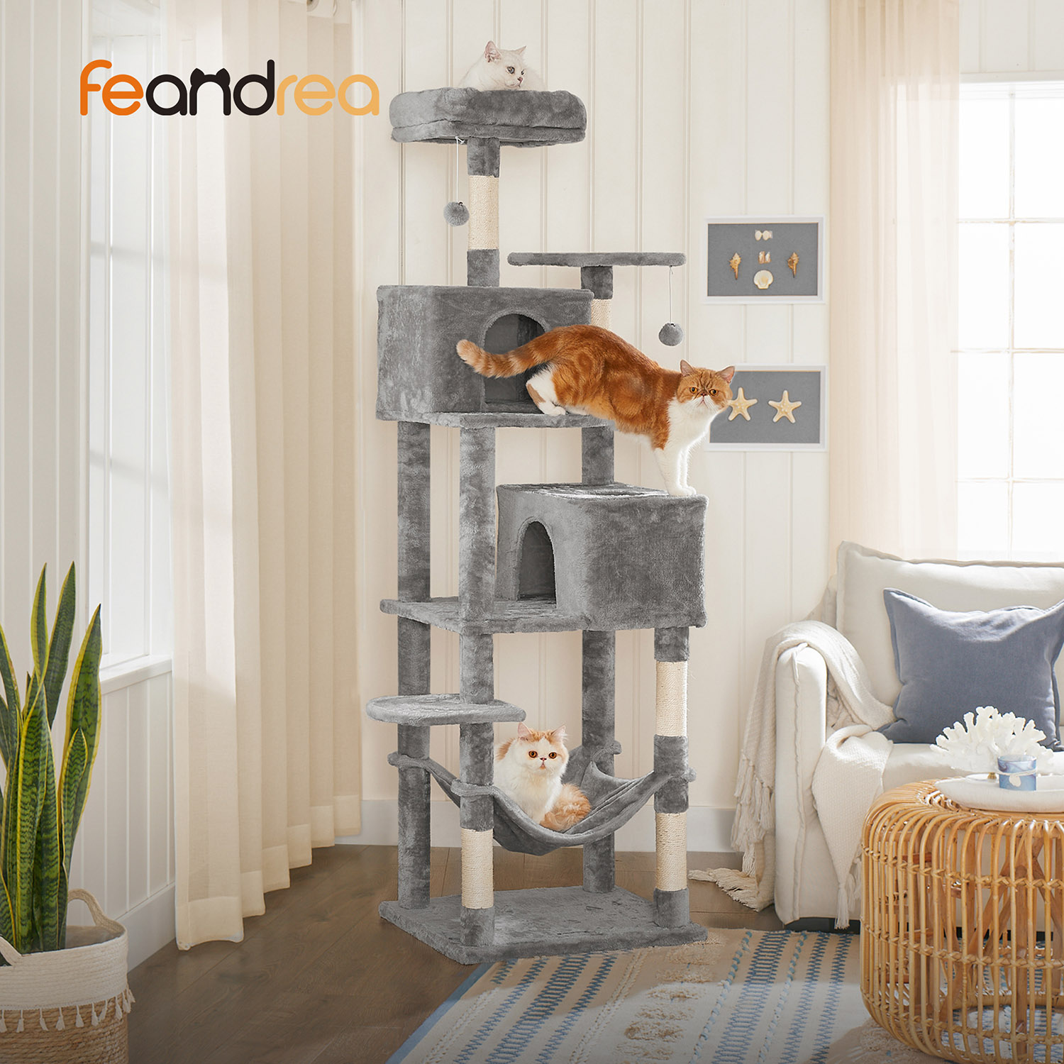 Feandrea 191 cm scratching post with caves - Image 2