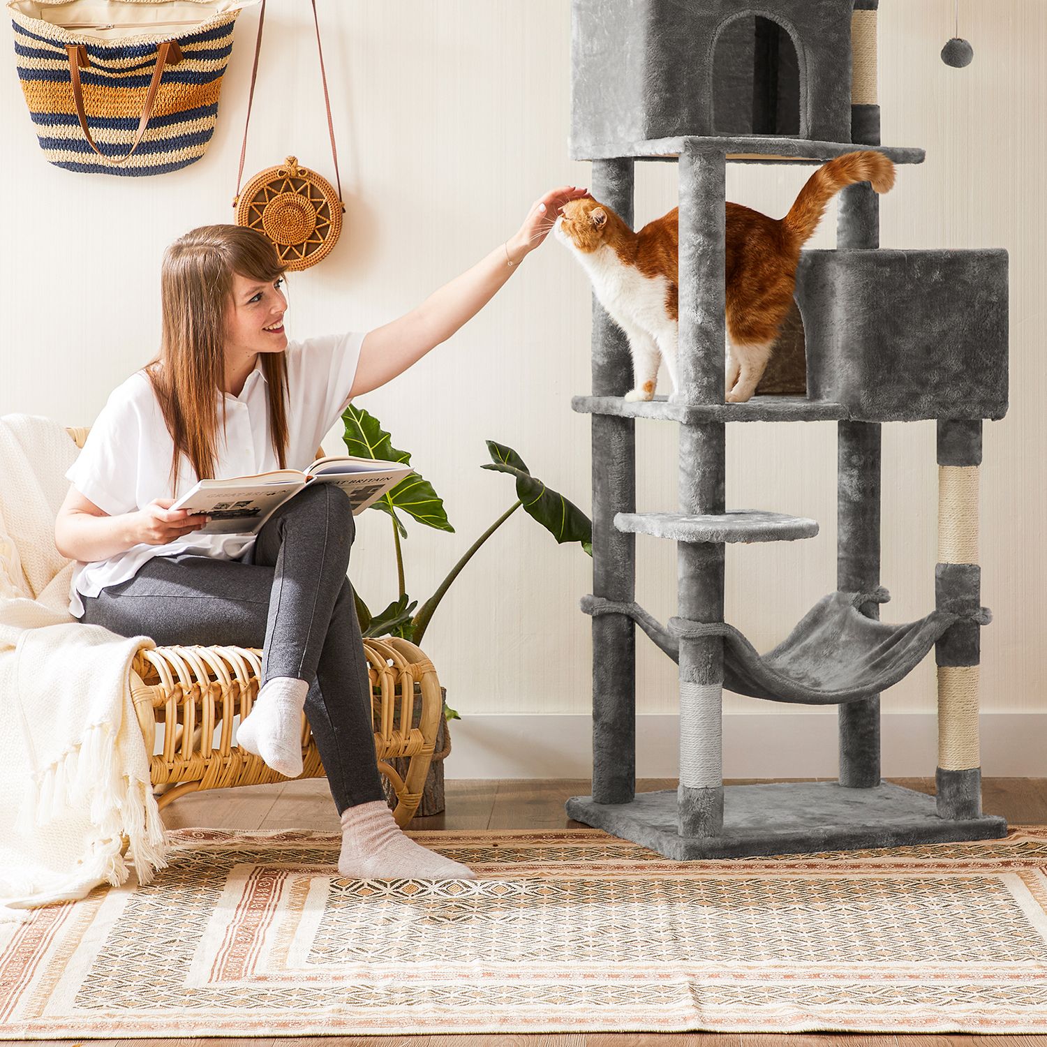 Feandrea 191 cm scratching post with caves - Image 5
