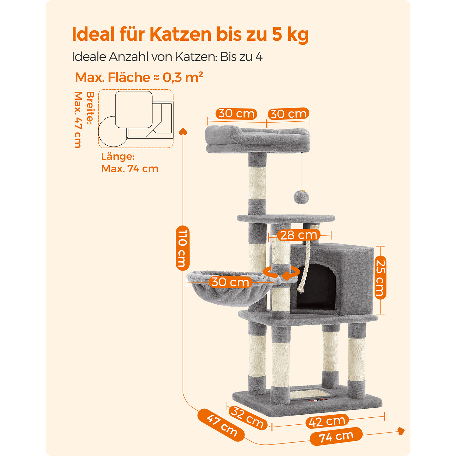 Feandrea kradsetr? 110 cm med platforme og hule lysegr? - Billede 6