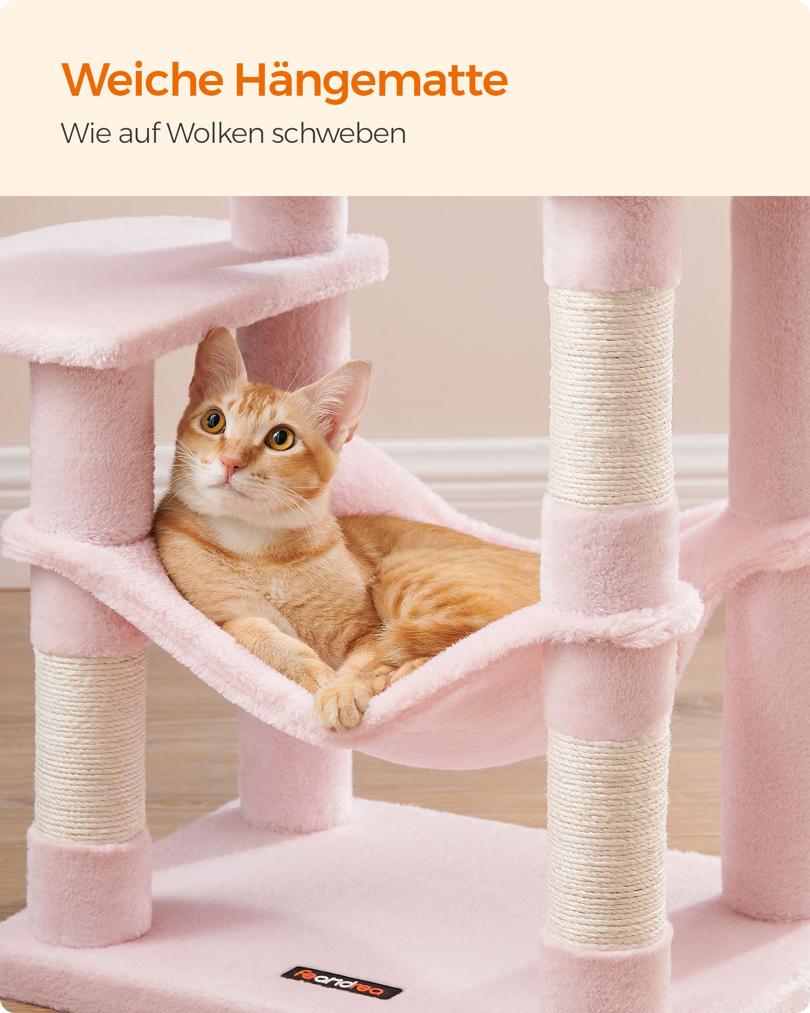 Feandrea flervånings kattstuga 2 plattformar pastellrosa - Bild 4