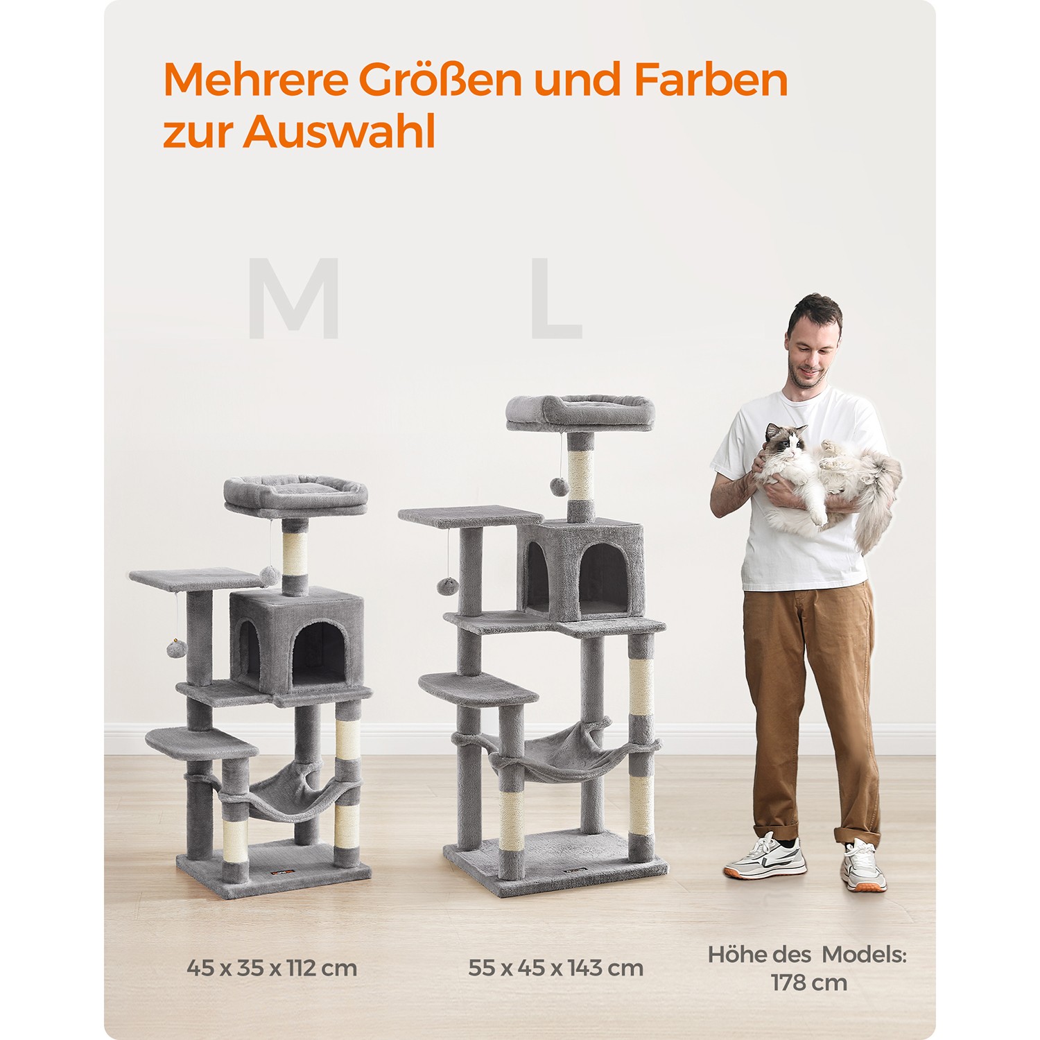 Feandrea kradsetr? 112 cm med platforme og h?ngek?je lysegr?