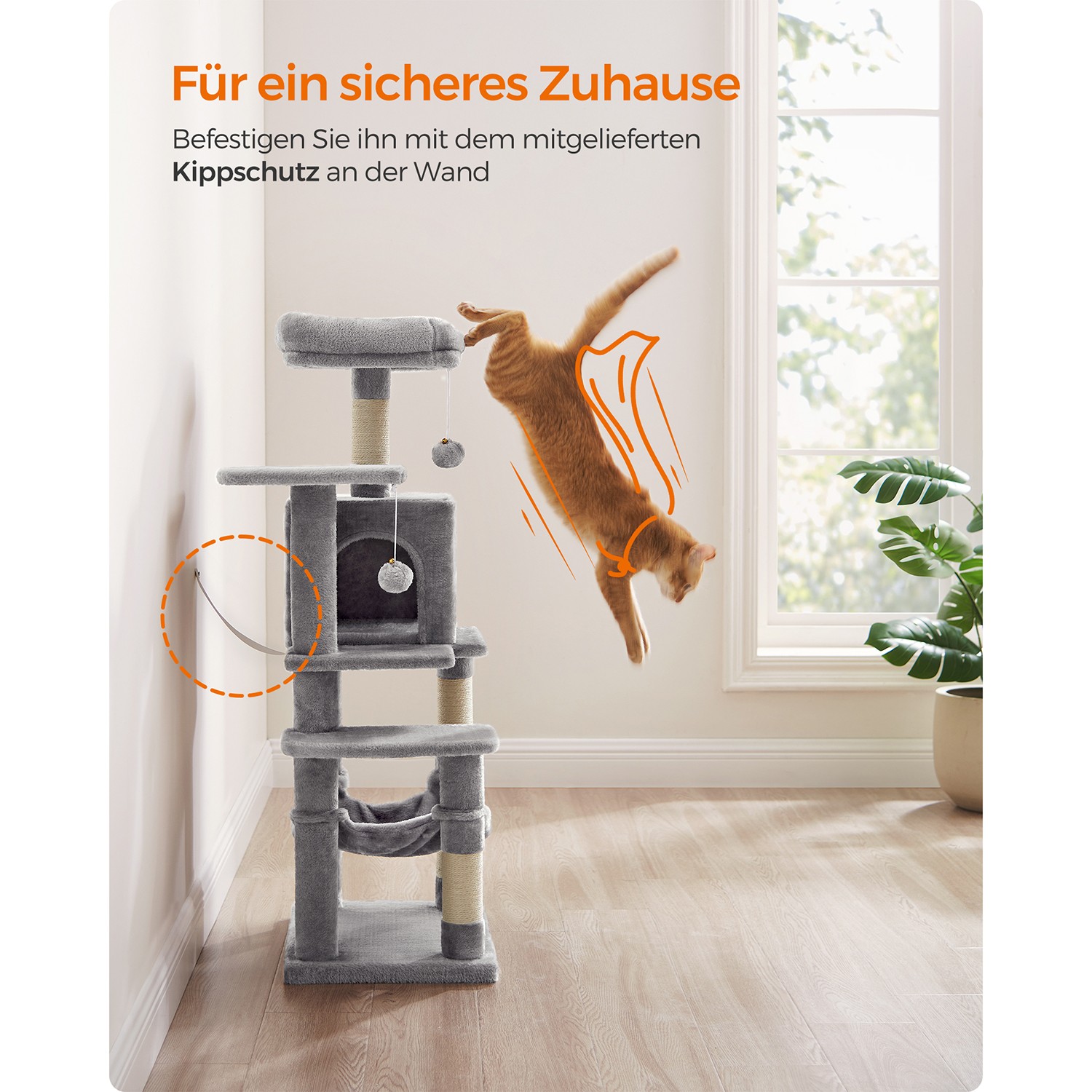 Feandrea kradsetr? 112 cm med platforme og h?ngek?je lysegr? - Billede 2