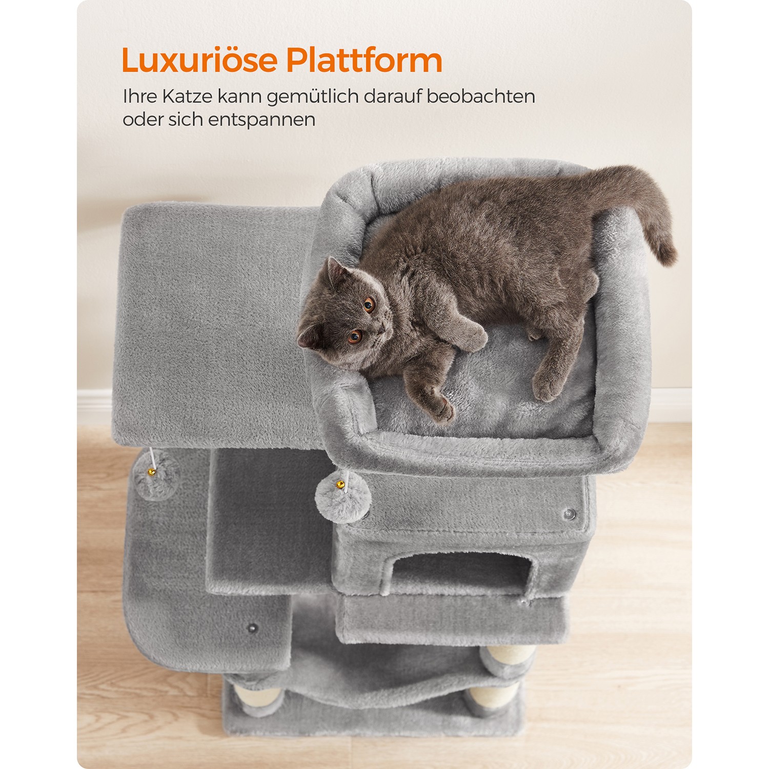 Feandrea kradsetr? 112 cm med platforme og h?ngek?je lysegr? - Billede 6