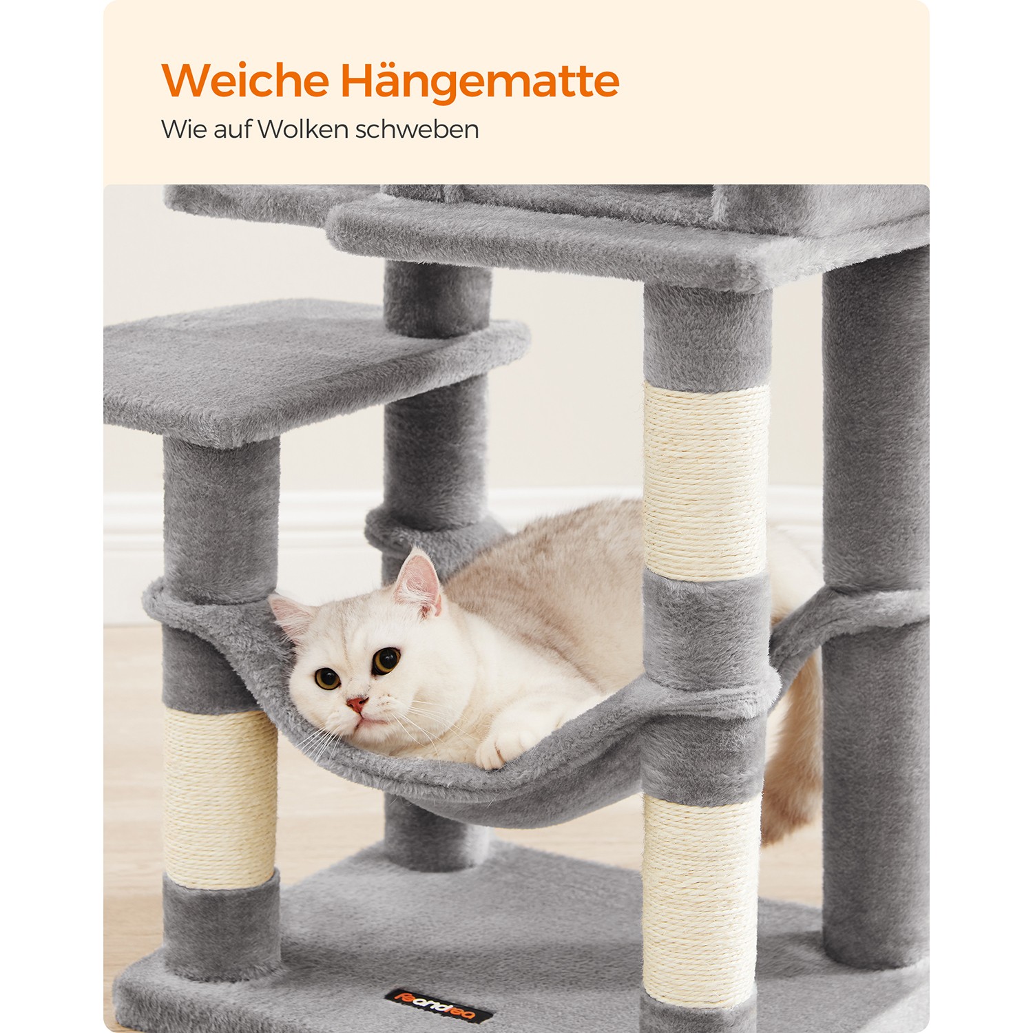 Feandrea kradsetr? 112 cm med platforme og h?ngek?je lysegr? - Billede 7