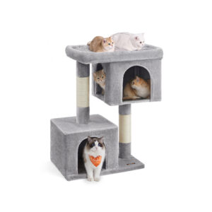 Feandrea 101 cm cat tree with large platform, light gray