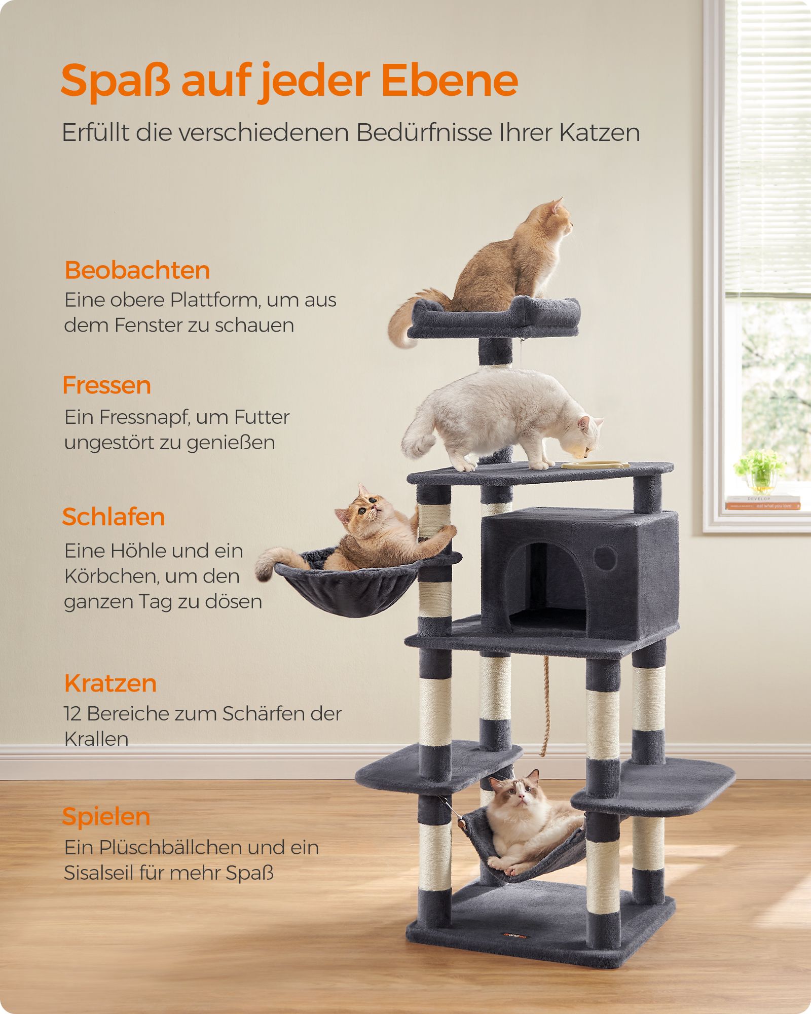 Feandrea Kradsetr? med fodersk?l 174 cm Gr? - Billede 4