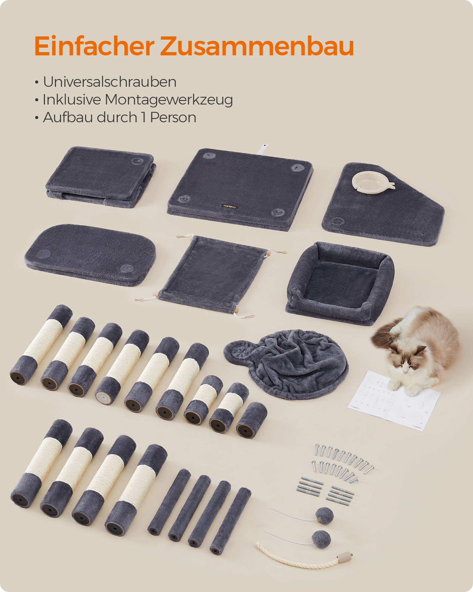 Feandrea Kradsetr? med fodersk?l 174 cm Gr? - Billede 7