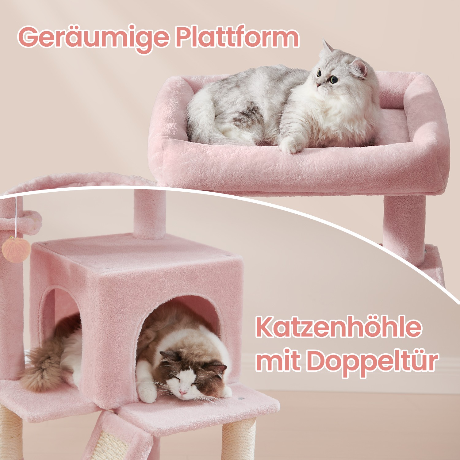 Feandrea kradsetr?, katteklatrestativ med stor platform, kradsetr? med hule og h?ngende kurv - Billede 3