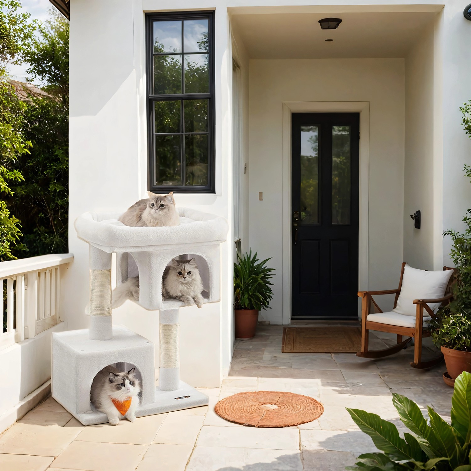 Feandrea 84 cm korkea raapimispuu, kissapuu suurille kissoille, suuri näköalatasanne