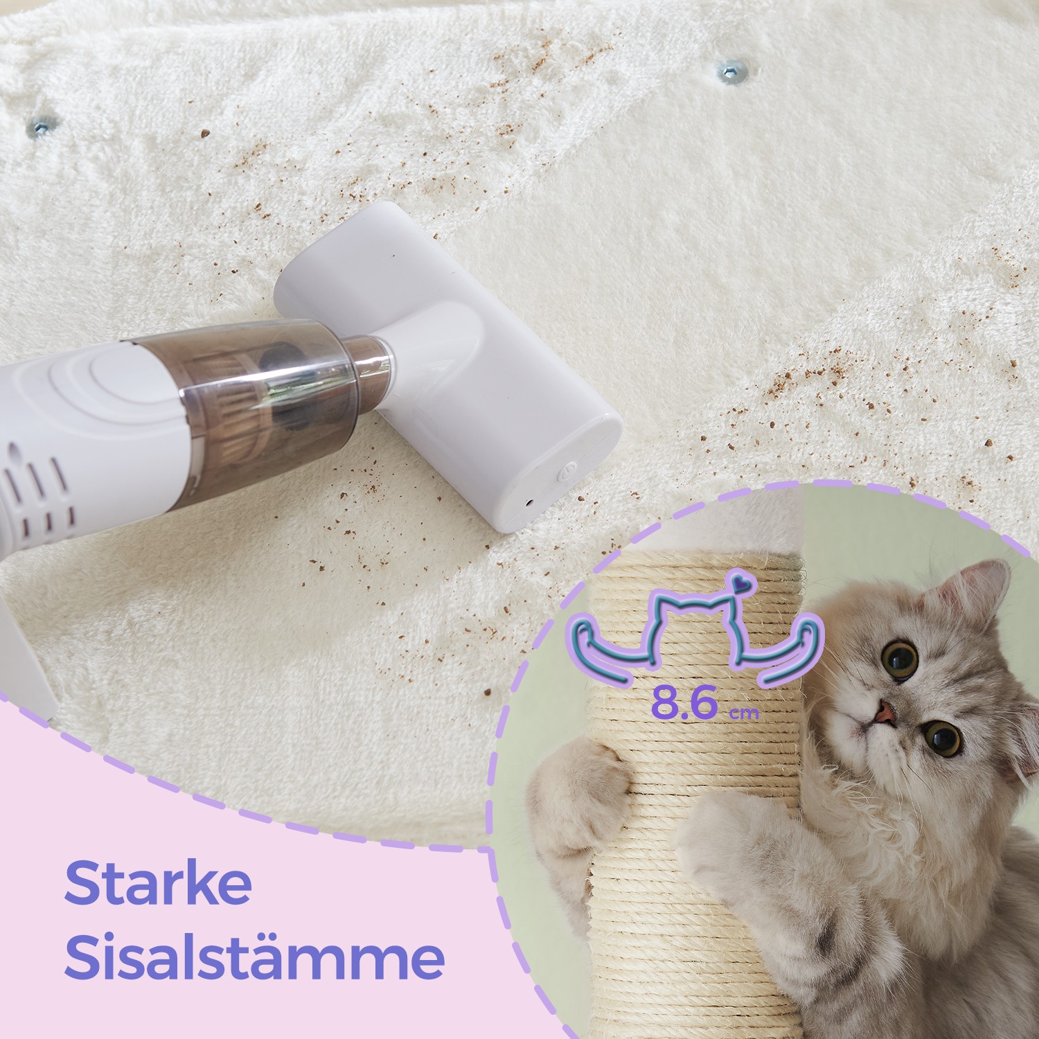 Feandrea 84 cm korkea raapimispuu, kissapuu suurille kissoille, suuri näköalatasanne - Image 5