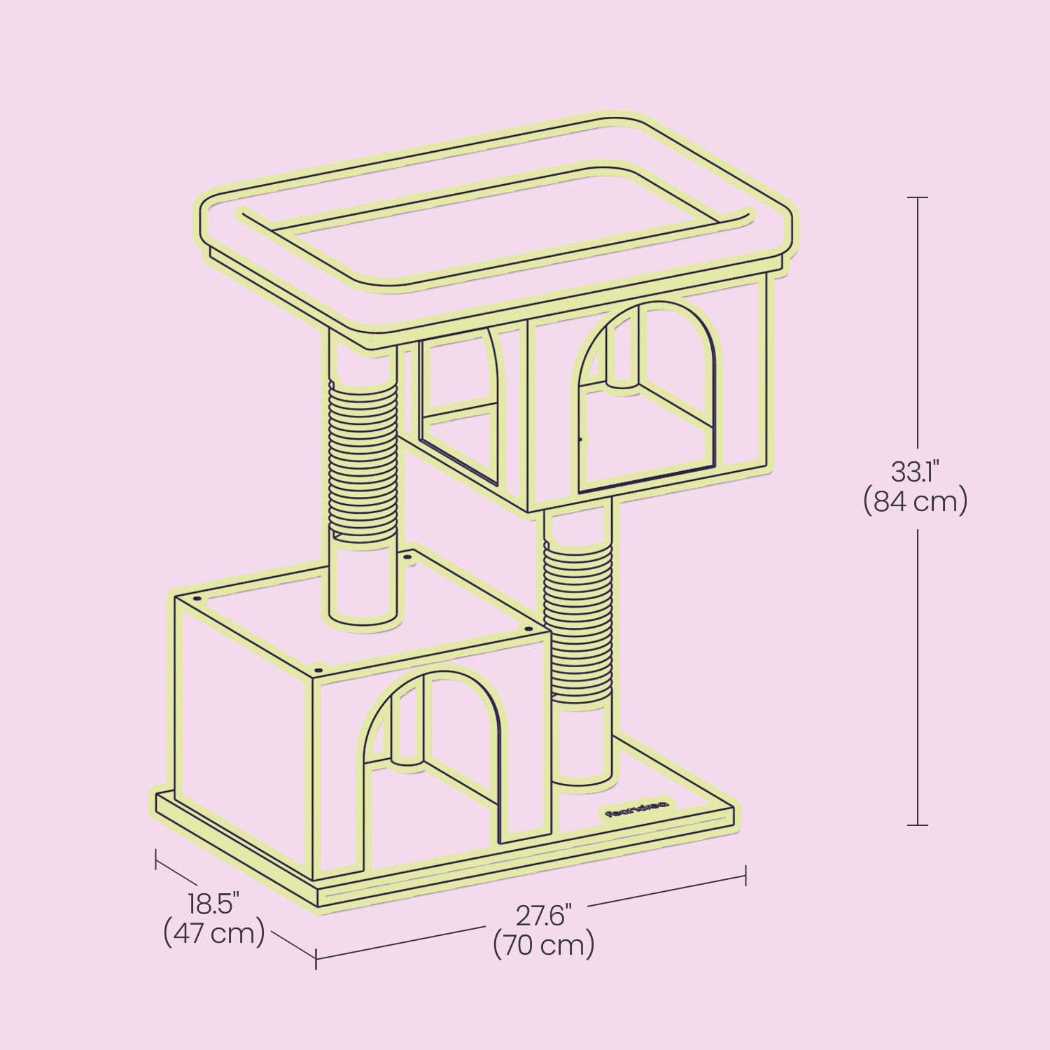 Feandrea 84 cm korkea raapimispuu, kissapuu suurille kissoille, suuri näköalatasanne - Image 6