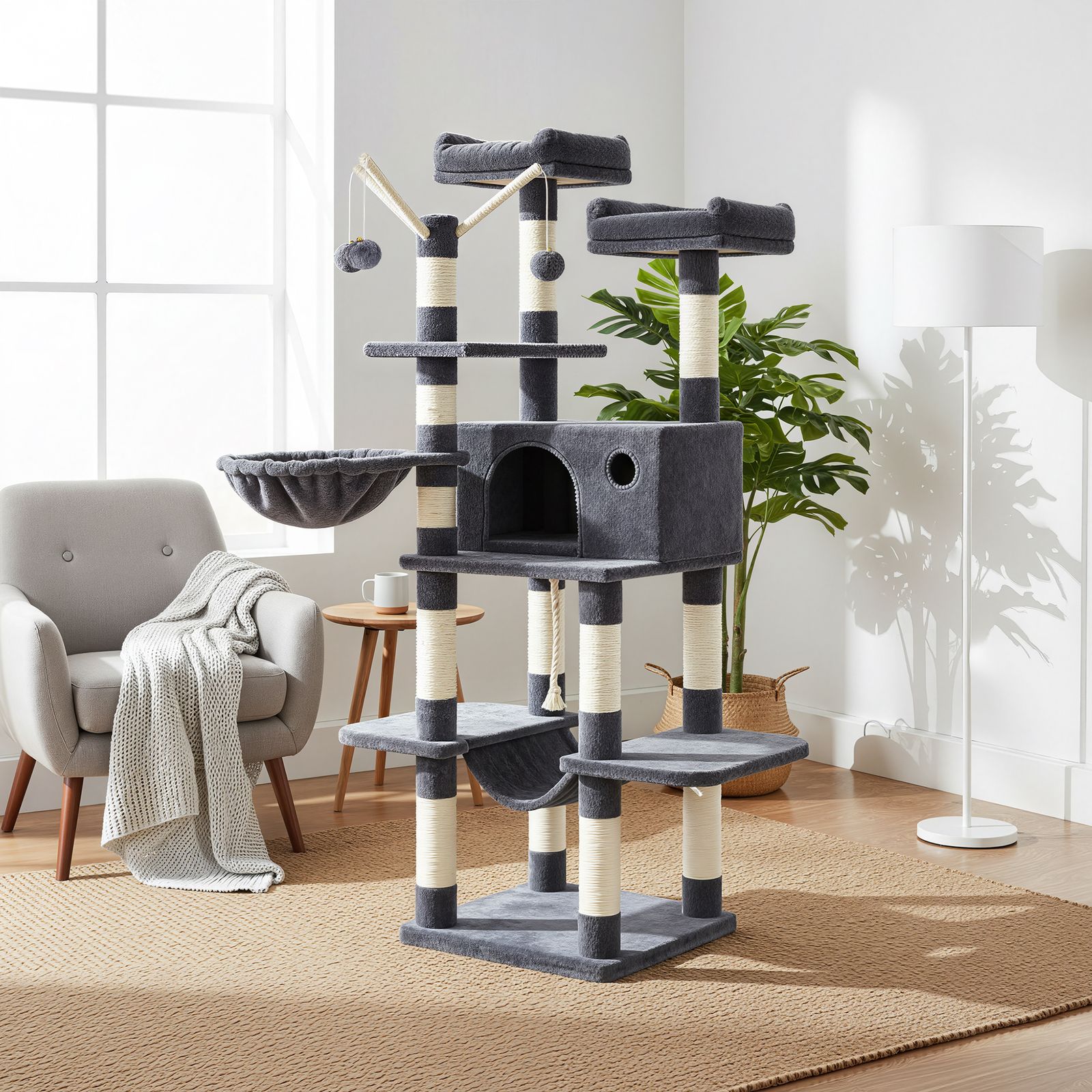 Feandrea kradsetr?, XXL katteklatrestativ, kradsetr? med hule - Billede 4