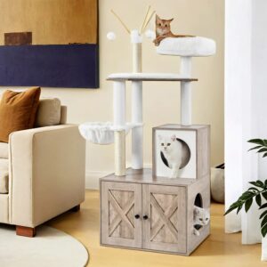 Feandrea kradsetr? med kattebakke-skab, aftageligt, greige