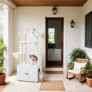 Feandrea Cat Tree with Litter Box Cabinet, 151 cm high, 2-in-1 Cat Tree