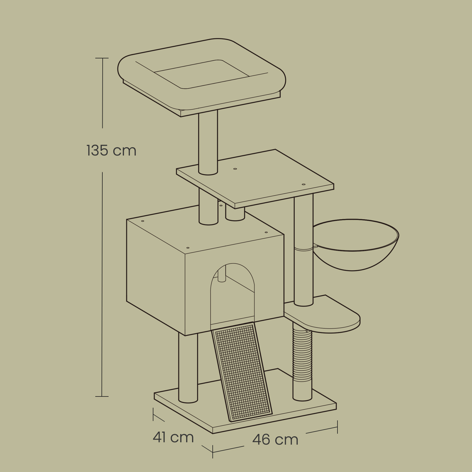 Feandrea kradsetr?, 135 cm Kattetr? med vaskbar, aftagelig siddepind - Billede 5