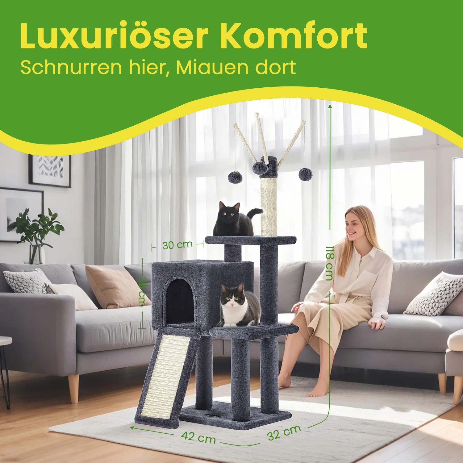 Feandrea kradsetr?, katteklatrestativ med flere niveauer, kradsetr? med kattehule - Billede 5