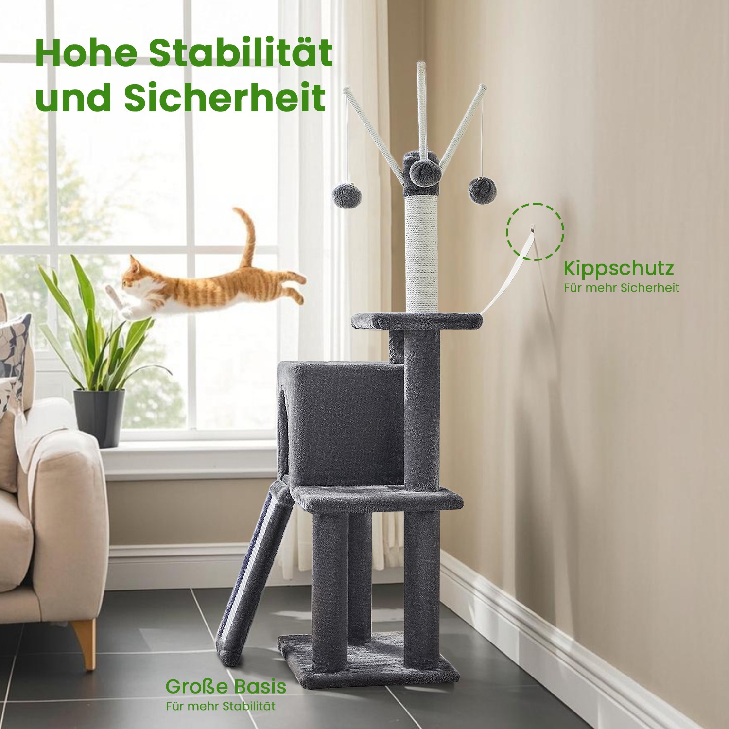 Feandrea kradsetr?, katteklatrestativ med flere niveauer, kradsetr? med kattehule - Billede 2