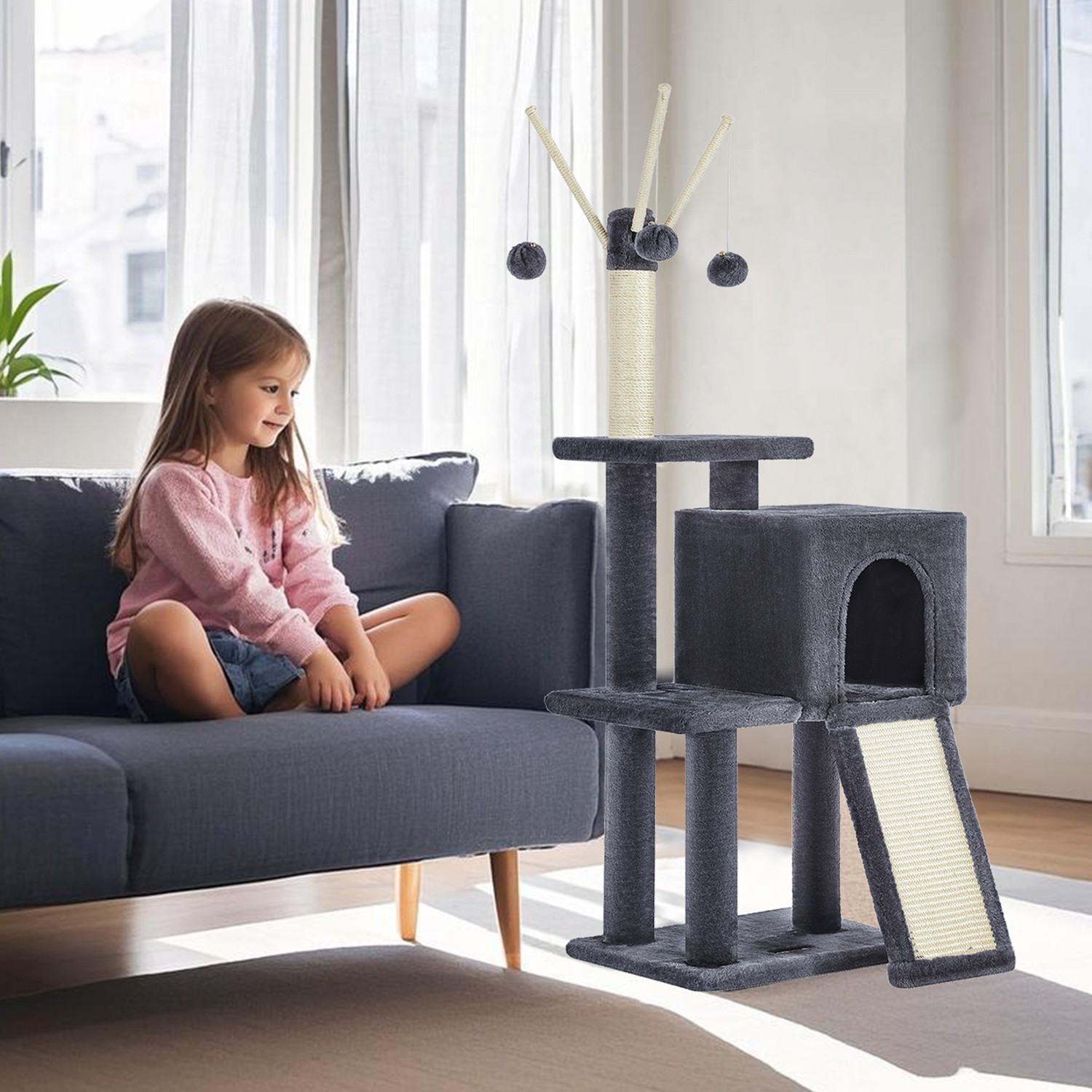 Feandrea kradsetr?, katteklatrestativ med flere niveauer, kradsetr? med kattehule