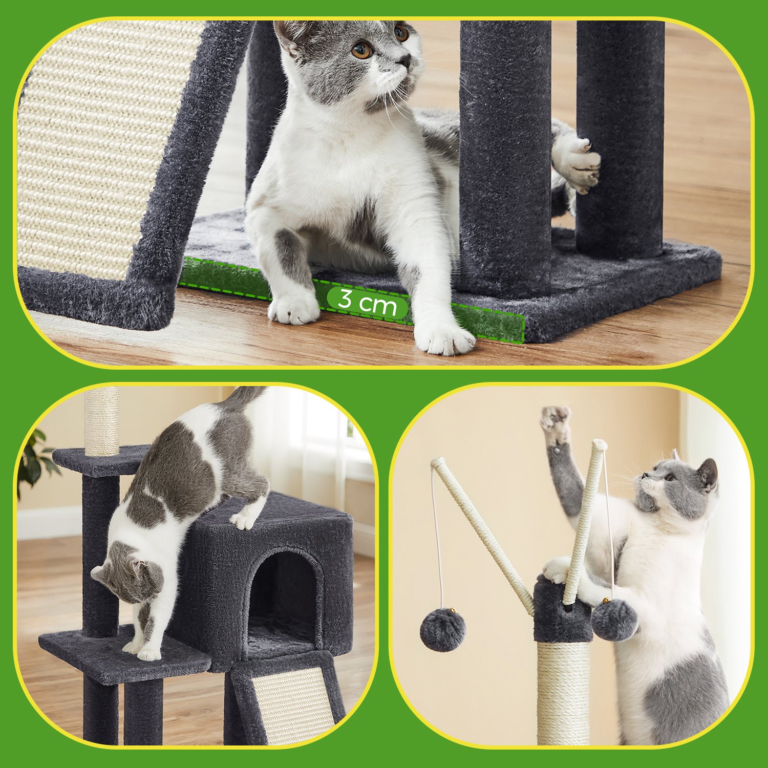 Feandrea kradsetr?, katteklatrestativ med flere niveauer, kradsetr? med kattehule - Billede 3