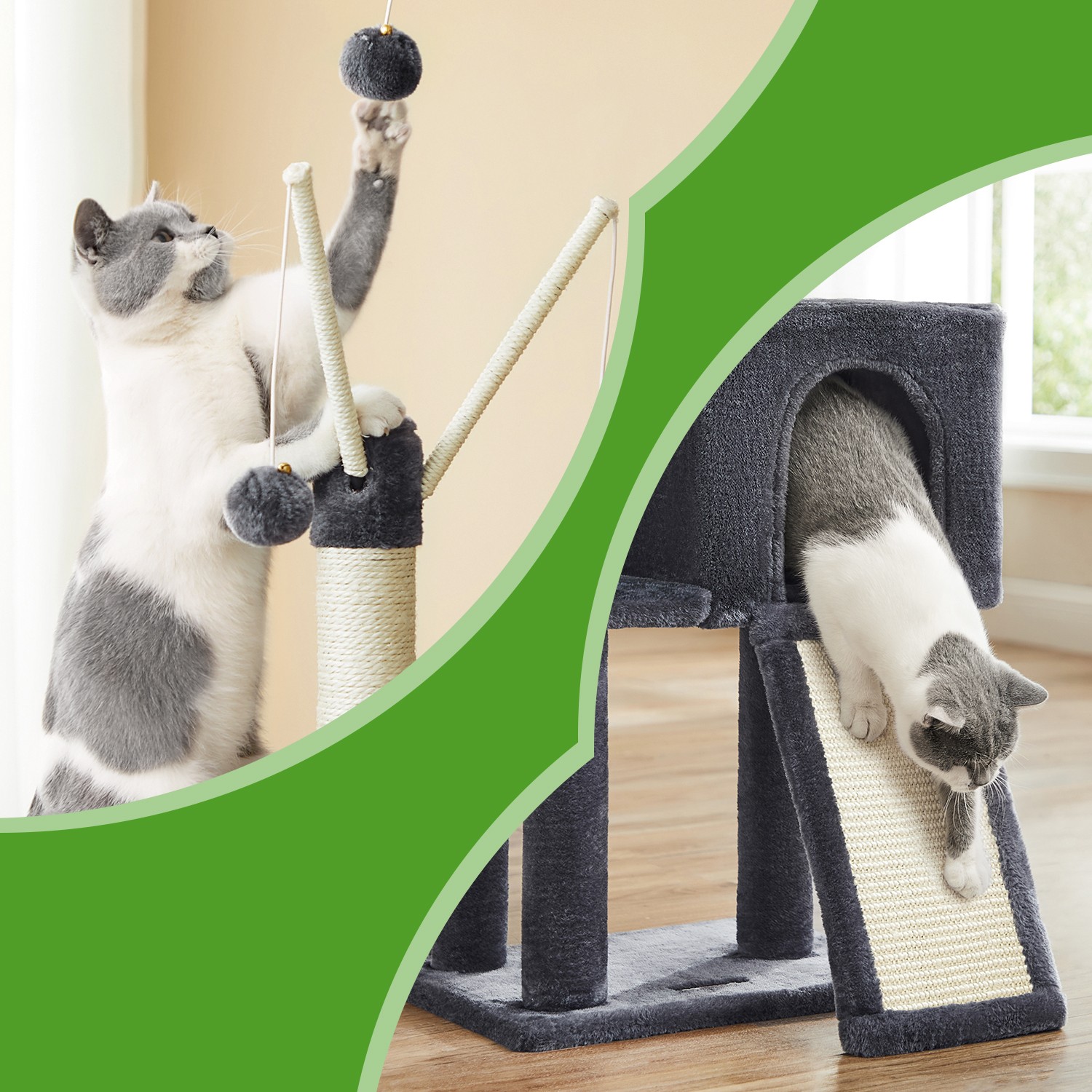 Feandrea kradsetr?, katteklatrestativ med flere niveauer, kradsetr? med kattehule - Billede 4