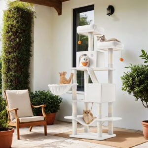 Feandrea Kratzbaum stor med 13 kl?es?jler cremehvid