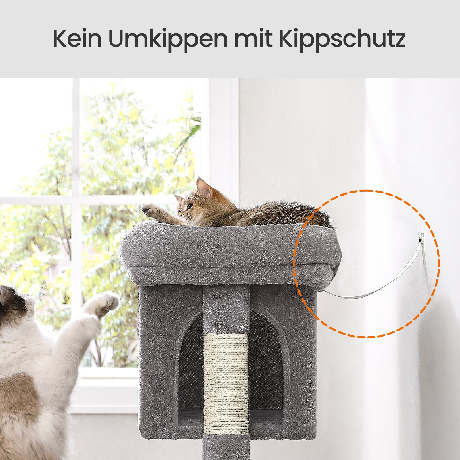 Feandrea 74 cm korkea raapimispuu, kissapuu, suuri alusta